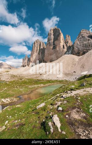 Tre cime di Lavaredo dans les Dolomites Banque D'Images