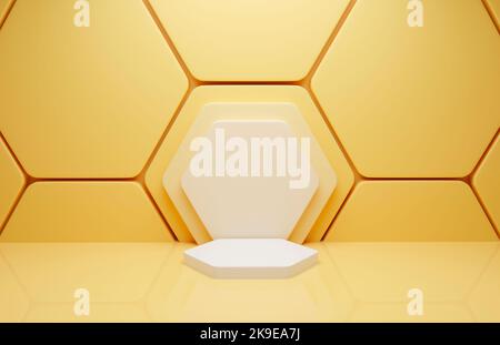 Vide podium sous forme de nid d'abeilles pour le produit. 3d rendu. Banque D'Images