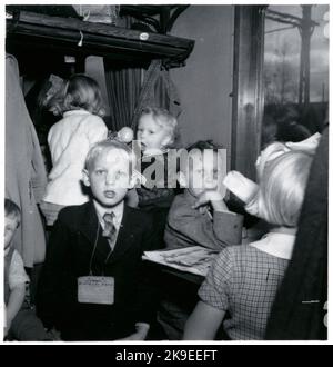 Transport d'enfants de Finlande dans le cadre de l'évacuation des enfants pendant la guerre. Banque D'Images