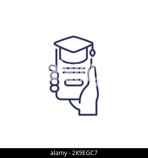 formation en ligne, icône de la ligne d'applications éducatives Illustration de Vecteur