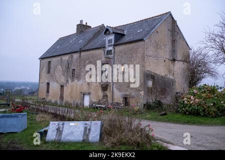 France, Bretagne, Dinan, 2021-12-20. Le jardin de Cocagne de Dinan, membre du réseau Cocagne, est un grand jardin urbain à base d'orgue Banque D'Images