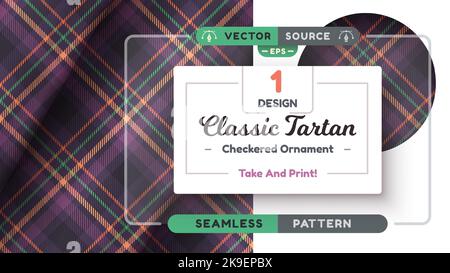 Motif Halloween Tartan sans couture, texture joyeux noël, tissu écossais à carreaux Illustration de Vecteur