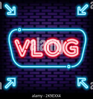Panneau Vlog Neon. Panneau lumineux. Art. Léger Illustration de Vecteur
