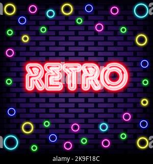 Citation rétro Neon. Lumière vive au néon colorée. Bannière lumineuse. Illustration de Vecteur