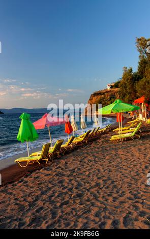 Plage d'Anaxos, Anaxos, Lesbos, Iles Egéennes du Nord, Grèce. Banque D'Images