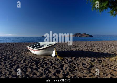 Plage d'Anaxos, Anaxos, Lesbos, Iles Egéennes du Nord, Grèce. Banque D'Images