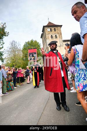 Procession du dimanche de cérémonie au festival du poivre d'Espelette 2019 au pays Basque, France Banque D'Images