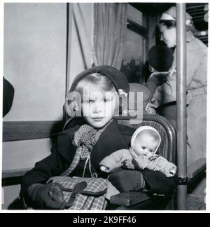Transport d'enfants de Finlande dans le cadre de l'évacuation des enfants pendant la guerre. Banque D'Images