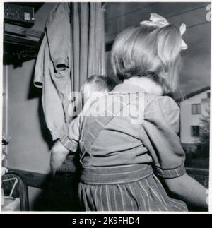 Transport d'enfants de Finlande dans le cadre de l'évacuation des enfants pendant la guerre. Banque D'Images