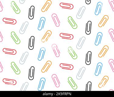 Texture vectorielle sans couture en trombones colorés sur fond blanc Illustration de Vecteur