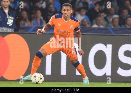 Naples, Italie. 26th octobre 2022. James Tavernier Rangers football Club en action pendant le match de l'UEFA Champions League entre SSC Napoli vs Rangers football Club au stade Diego Armando Maradona (photo par Agostino Gemito/Pacific Press) Credit: Pacific Press Media production Corp./Alamy Live News Banque D'Images