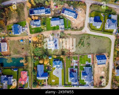 un nouveau domaine de maisons unifamiliales, une vue de l'air Banque D'Images