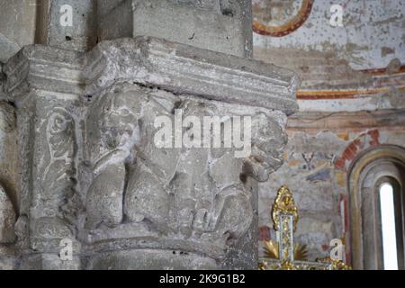 Saint Daniel dans le Lions den - Église de Saint Columbanus - petit bijou de Lombard roman (12th c.) - Vapiro d'Adda, Milan, Italie Banque D'Images