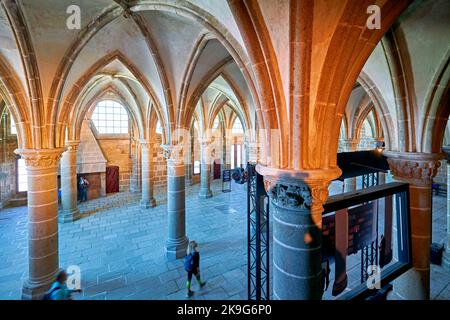 Mont Saint Michel Normandie France. L'intérieur de l'abbaye Banque D'Images