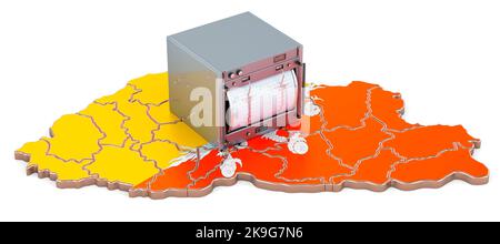 Tremblement de terre au Bhoutan concept, 3D rendu isolé sur fond blanc Banque D'Images