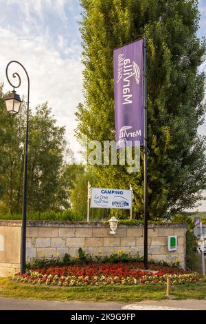 Vic-sur-Aisne, France - lundi 25th juillet 2022 : entrée au Camping la Croix du Vieux Pont. Photo de haute qualité Banque D'Images