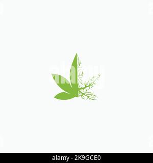 Un motif icône représentant un logo racine et un congé de cannabis Illustration de Vecteur
