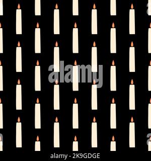Motif Halloween sans couture avec illustration bougies sur fond noir Illustration de Vecteur