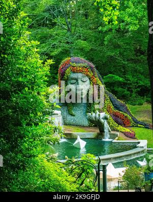 Une belle vue sur une fontaine dans le jardin botanique d'Atlanta, en Géorgie Banque D'Images
