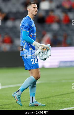 SYDNEY, AUSTRALIE - OCTOBRE 28 : Michael Weier des Jets de Newcastle regarde vers le tableau de bord pendant le match entre les Wanderers de l'ouest de Sydney et les Jets de Newcastle au stade CommBank sur 28 octobre 2022 à Sydney, Australie Credit: IIO IMAGES/Alay Live News Banque D'Images