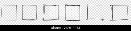 Icônes de cadre carré dessinées à la main. Illustration vectorielle isolée sur fond transparent Illustration de Vecteur