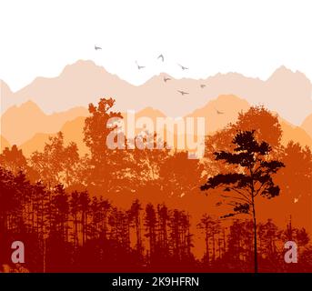 Paysage d'automne avec orangers. Illustration vectorielle Illustration de Vecteur