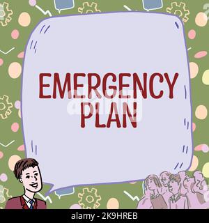 Texte d'écriture Plan d'urgence. Concept signification rémunération supplémentaire subventions bonifications incitations allocations homme d'affaires avec grande bulle d'expression Banque D'Images