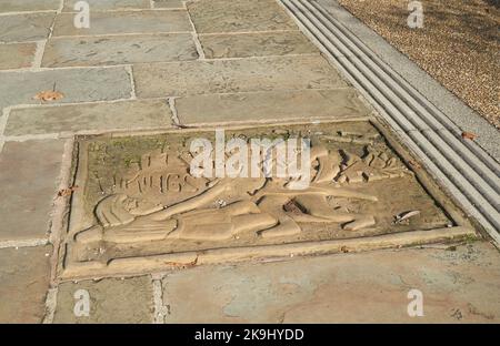 Œuvres d'art en pierre sur un trottoir Banque D'Images