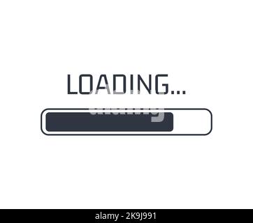 Icône de barre de chargement monochromatique. Concept de transfert de données, d'ingénierie logicielle et d'attente Illustration de Vecteur