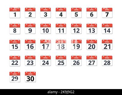 Calendrier du mois d'avril, concept de calendrier, d'activité et de tâches Illustration de Vecteur