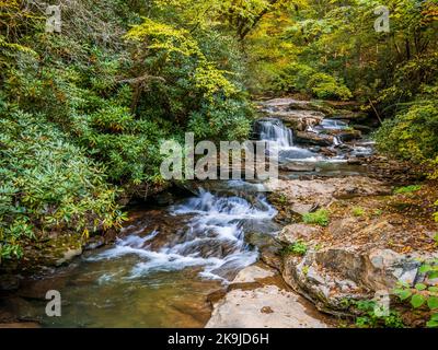 Petit ruisseau et chutes d'eau dans le parc national et réserve de New River gorge en Virginie-Occidentale aux États-Unis Banque D'Images