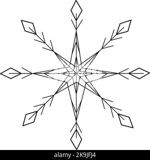 Le motif abstrait dessine un flocon de neige avec un élément d'élégance dans un style minimaliste. Isoler les illustrations. Convient aux bannières, icônes, cartes postales, affiches, étiquettes, carte de vœux, arrière-plan, brochure. EPS Illustration de Vecteur