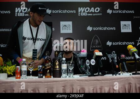 Valence, Carabobo, Venezuela. 28th octobre 2022. 28 octobre 2022. Justin Rafael Quiles Rivera, connu sous le nom de J Quiles, est un chanteur et compositeur de reggaeton et de piège, il est vu lors d'une conférence de presse, avant son concert dans la ville de Valence, Venezuela. Crédit : ZUMA Press, Inc./Alay Live News Banque D'Images