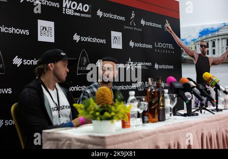 Valence, Carabobo, Venezuela. 28th octobre 2022. 28 octobre 2022. Justin Rafael Quiles Rivera, connu sous le nom de J Quiles, est un chanteur et compositeur de reggaeton et de piège, il est vu lors d'une conférence de presse, avant son concert dans la ville de Valence, Venezuela. Crédit : ZUMA Press, Inc./Alay Live News Banque D'Images