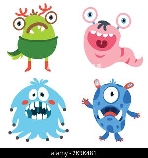 Set of funny cartoon monstres Illustration de Vecteur