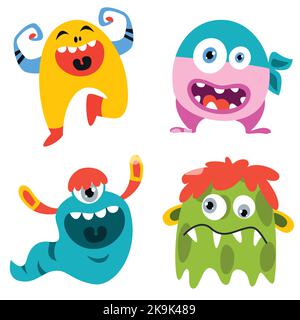 Set of funny cartoon monstres Illustration de Vecteur