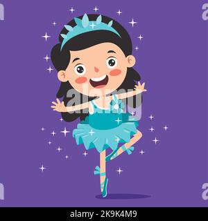 Personnage de dessin animé exécutant le ballet classique Illustration de Vecteur
