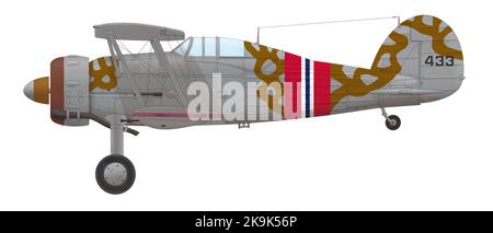 Gloster Gladiator II (433) des Jagevingen de la Royal Norwegian Air Force, aérodrome de Fornebu, avril 1940 Banque D'Images