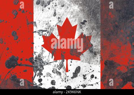drapeau du canada sur fond rayé de texture de grunge ancienne Banque D'Images