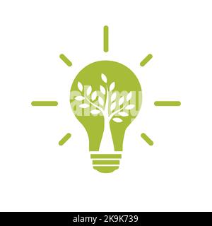 Icône d'ampoule ECO. Ampoule avec arbre à l'intérieur. Illustration vectorielle isolée. Illustration de Vecteur