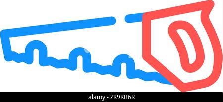illustration vectorielle d'icône de couleur de scie à main en bois humide Illustration de Vecteur