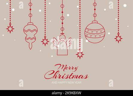 Joyeux Noël et joyeux Noël nouvel an décorations arbre boule algue Illustration de Vecteur