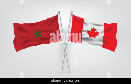 DRAPEAUX DE PAYS. MAROC VS CANADA ILLUSTRATION VECTORIELLE RÉALISTE. Illustration de Vecteur