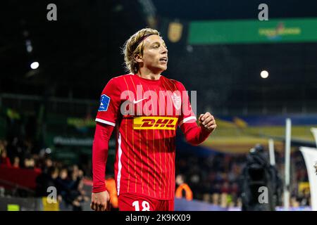 Farum, Danemark. 28th octobre 2022. Mads Bidstrup (18) du FC Nordsjaelland vu pendant le match Superliga de 3F entre le FC Nordsjaelland et l'AC Horsens à droite de Dream Park à Farum. (Crédit photo : Gonzales photo/Alamy Live News Banque D'Images