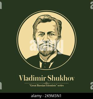 La série des grands scientifiques russes. Vladimir Shukhov était un empire russe et un ingénieur soviétique-polymath, scientifique et architecte renommé Illustration de Vecteur