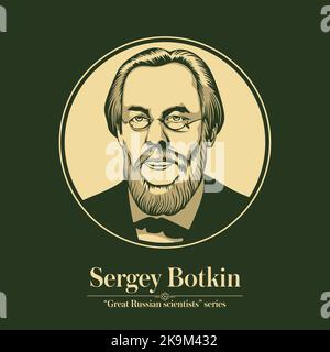 La série des grands scientifiques russes. Sergey Botkin était un célèbre clinicien, thérapeute et activiste russe, l'un des fondateurs du medi russe moderne Illustration de Vecteur