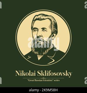 La série des grands scientifiques russes. Nikolai Sklivoovsky était chirurgien et physiologiste russe. Sklivosovsky était professeur de médecine Illustration de Vecteur