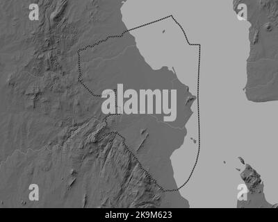 Salima, district du Malawi. Carte d'altitude en niveaux de gris avec lacs et rivières Banque D'Images