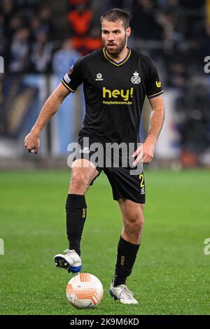 Bart Nieuwkoop de l'Union photographié en action lors d'un match de football entre le suédois Malmo Fotbollforening et la belge Royale Union Saint-Gilloise, jeudi 27 octobre 2022 à Malmo, le 5 jour de la scène du groupe de l'UEFA Europa League. BELGA PHOTO LAURIE DIEFFEMBACQ Banque D'Images