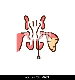 Traitement de l'icône de la ligne de couleur de sinusite. Pictogramme pour page Web Illustration de Vecteur